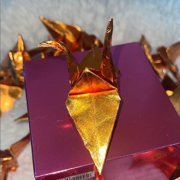 HANDCRAFTED bronze metallic  paper Origami crane for Toy for Pets and more - Picture 4 of 6